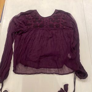 Free People, See through purple blouse, Size S